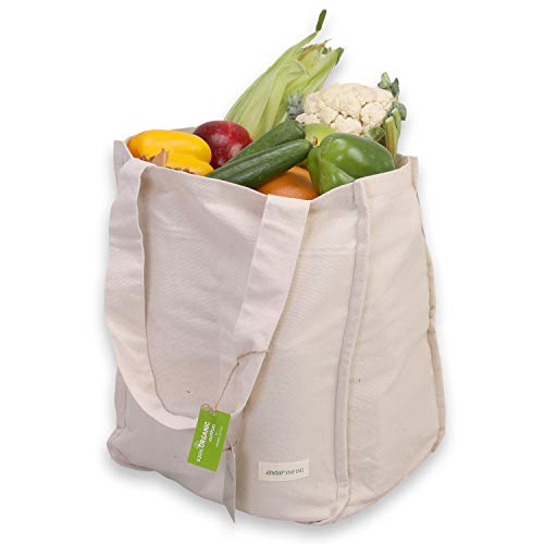 AMOUR INFINI Organic Cotton Grocery Bag with Sleeve