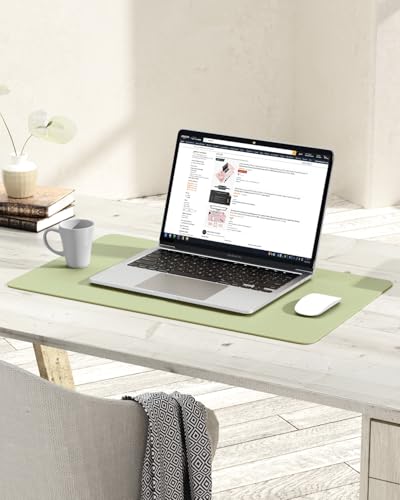 Image of YSAGi Non-Slip Leather Desk Pad, Waterproof Laptop Computer Desk Keyboard Mat, Table Protector Blotter Mat, Large Mouse Pad for Office /Work /Home /Decor(Matcha Green, 23.6 inch x 13.7 inch)