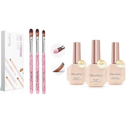 Set de 3 pinceles para uñas acrílicas con gel builder y top coat miniatura 1
