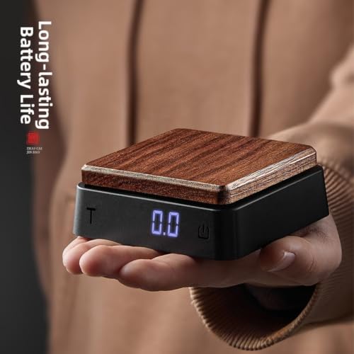 Báscula de cocina de alta precisión de 0,1 g electrónica recargable con madera de nogal 7