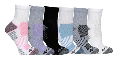 Columbia Women's Pique Footbed Heel & Toe No Show Socks 6 Pair, Assorted, One Size, 9-11