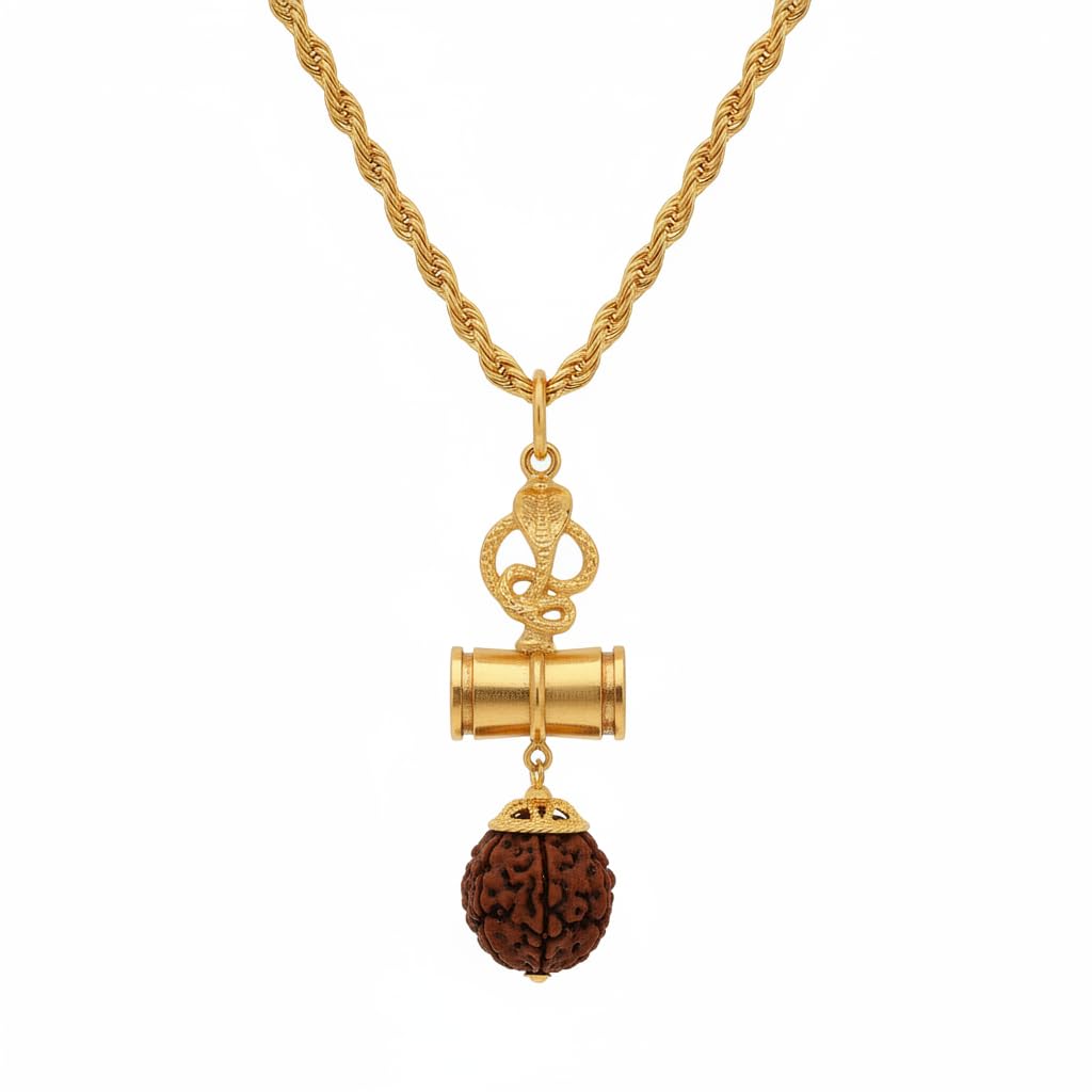Snake Damaru Rudraksha Pendant Necklace – Lord Shiva Spiritual Jewelry for Men & Women – Protection, Courage & Positive Energy Amulet Spn2025619-image-9