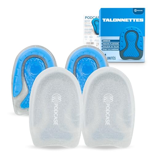 Podcase -2 Paires de Talonnettes pour Corriger la Fasciite Plantaire et l'Épine Calcanéenne - Semelles Orthopédiques en Silicone pour Homme et Femme - Semelle en Gel Gris (Taille (36-40))