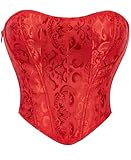 Alivila.Y Fashion Womens Strapless Sexy Overbust Corset Boned Bodyshaper Bustier Crop Tops 696-Red-L