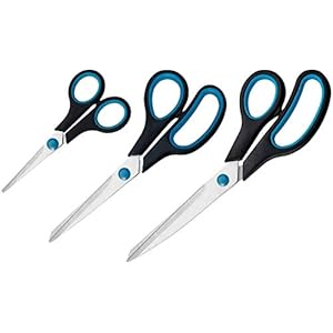 Westcott Easy Grip Scheren 3 Stück | 3er Set Universalscheren mit Komfort-Griff | Extrascharfe & langlebige Edelstahlklinge | Schere für Basteln, Haushalt, Schule & Büro | N-90027 00