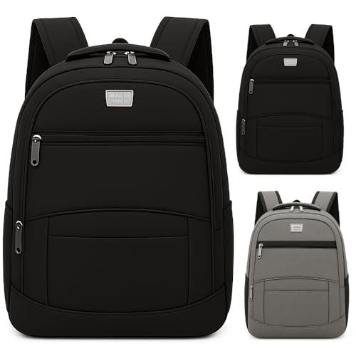 Mochila Escolar Unissex, Múltiplos Compartimentos, Ideal para Trabalho e Faculdade, Impermeável (Preto)
