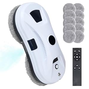 Umelee Fensterputzroboter mit Wassersprühfunktion, Fensterreiniger Roboter mit 2800 Pa Saugleistung, 10 Putztüchern, für Innen- und Außenfenster