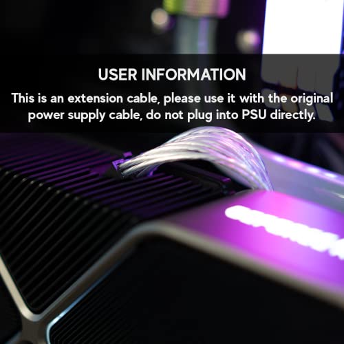 Image of LINKUP - AVA 16pin PCIE 5.0 GPU Power Extension Cable (12VHPWR) for NVIDIA RTX4000 16AWG Silver-Coated Copper Teflon High Temperature Jacket - 30cm