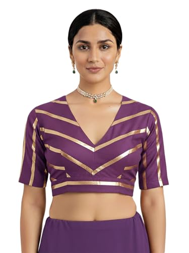 Image of Thevasa Women's Everyday Divine Depth V Neck Half Sleeves Blouse