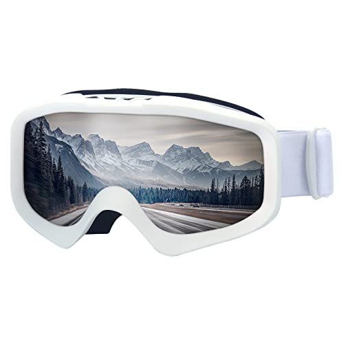 Skyway Ski Goggles,Otg Snow Snowboard Goggles For Men Women Snowmobile Skiing Skating Ss6001 (White Frame/Silver Lens) #TOP10