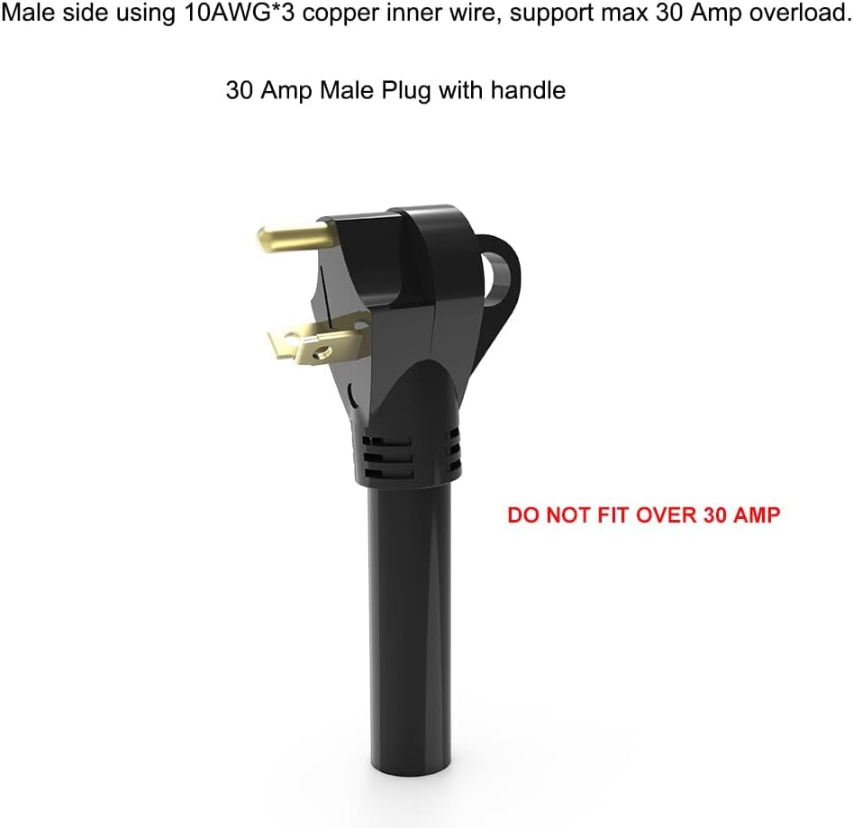 RV Y-Split Power Cord Adapter 30Amp/15Amp Male Plug to 50 Amp Female Receptacle with Handle (50 Amp Female - 30Amp/15Amp Male)