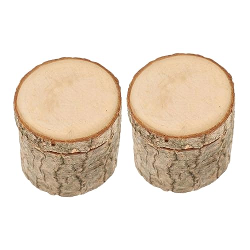 Healeved 2piezas Cajas De Madera Rústica Para Anillos Contenedor De Anillos De Madera Adornos De Boda Joyero Vintage Para Manualidades