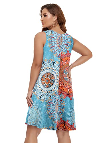 Image of BELAROI Women Casual Summer Beach Dresses Plus Size Sundress V Neck Pockets Swing Tank Dress Cover Ups