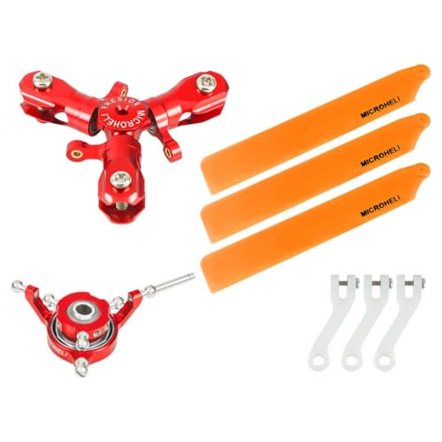 MICROHELI CNC Triple Orange Plastic Blades Conversion Set (RED) - GOOSKY S1