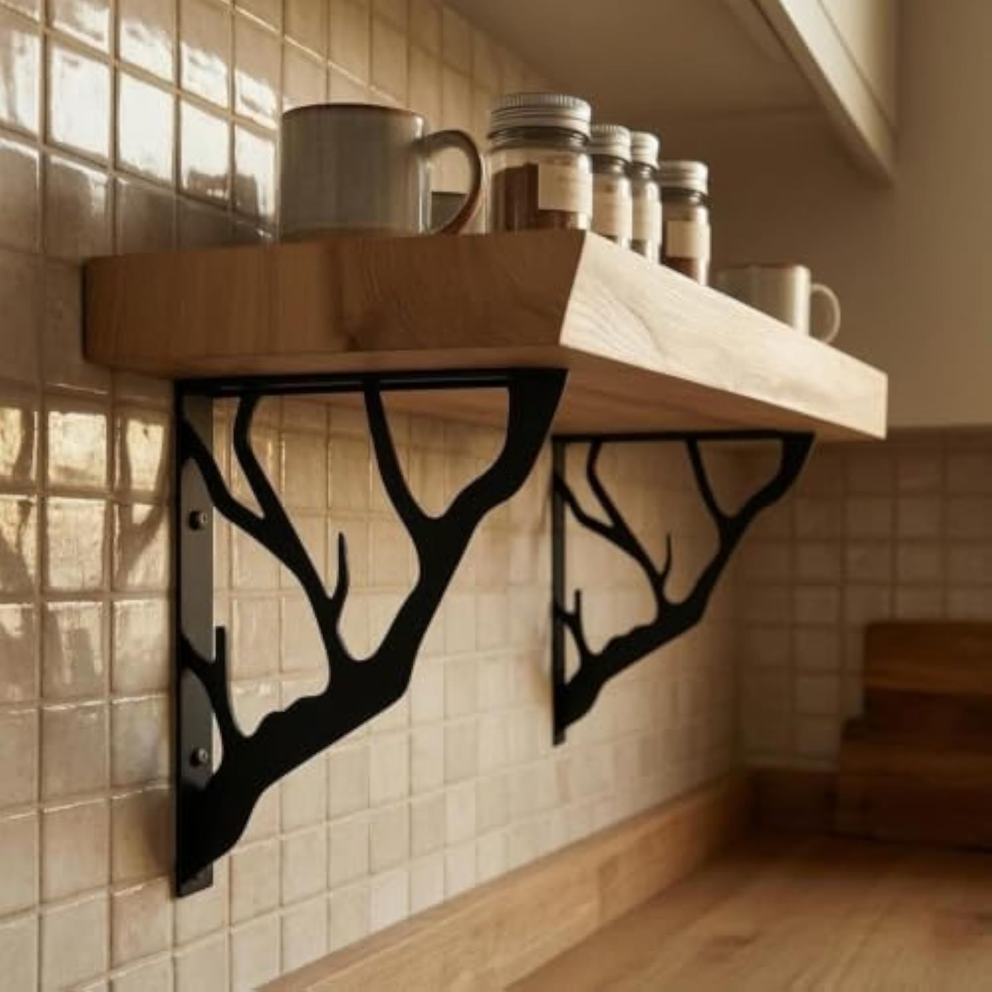 2 Pieces Tree Branch Shelf Bracket Space-Saving Wall Bracket