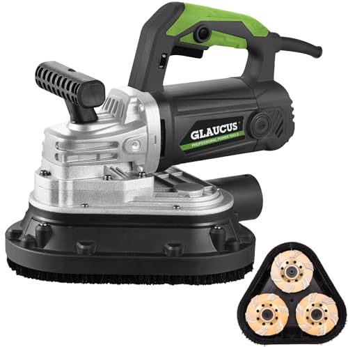 Image of 4 inch 3-Head Concrete Grinder, 2450W Concrete Floor Grinder with Bristle Dust Shroud & Vacuum, 6-Speed Diamond Grinding Machine for Concrete, Marble, Granite, Cement Floor Wall Polishing