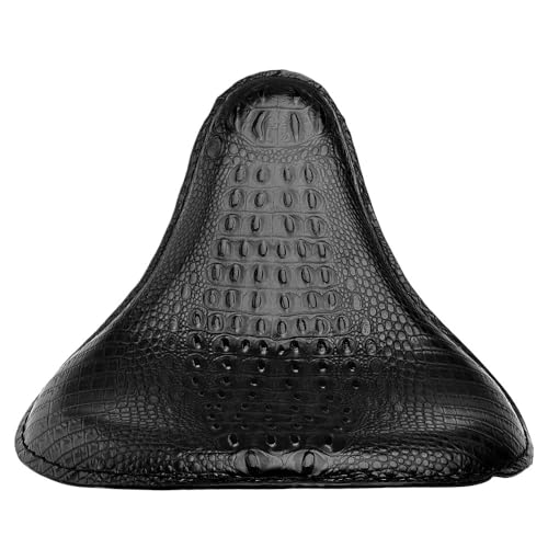 Asiento pasajero trasero individual de cuero de cocodrilo negro para moto Chopper Bobber 4