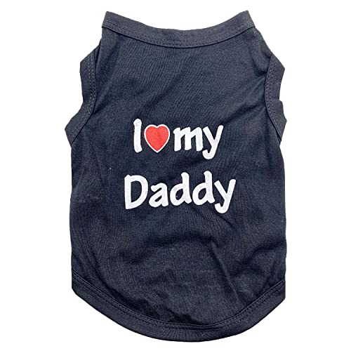 Hilldog Shirts I Love My Dad/Daddy Fathers Day Clothes Doggy Slogan Costume Cute Heart Vest For Small Medium Dogs Puppy T-Shirt (Large, Dad Black) #TOP5