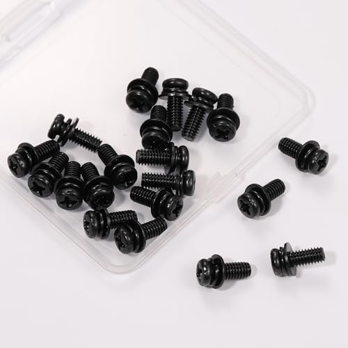 20 PCS Vesa Screws, VESA Compatible M4x10mm TV/Monitor Wall Mount Screws for 75x75mm and 100x100mm Brackets. Phillips Head M4 x 10mm Black with Washers