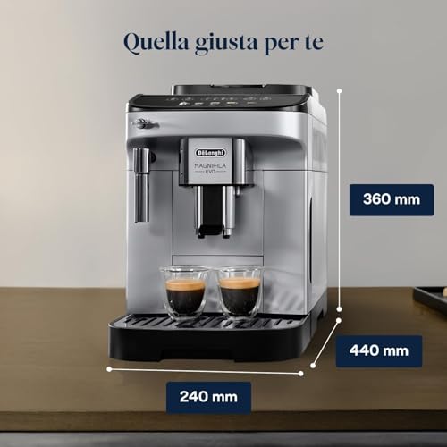 De'Longhi Magnifica Evo, Machine à Café et Cappucino avec Broyeur à Grains, ECAM292.33.SB, Argent [Exclusif Amazon]