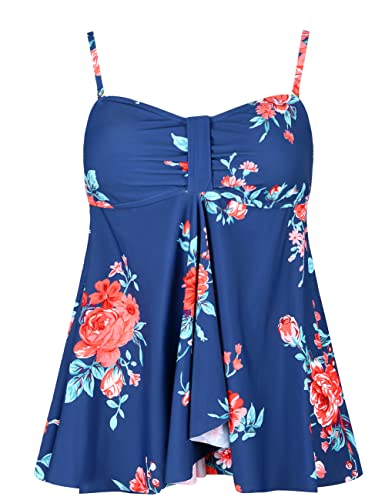 Haut de Tankini Femme Grand Maintien Maillot de Bain Bandeau Floral Volanté Taille 18