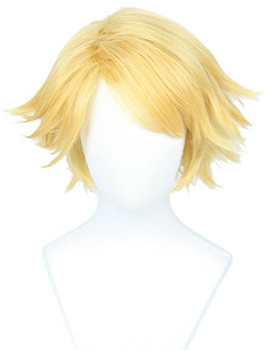 Linfairy Short Straight Blonde Cosplay Wig Halloween Costume Wig for Men sung