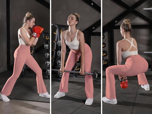 SEAJOJO Women's High Waist Bootcut Yoga Pants Tummy Control Workout Flare Leggings Pink by SEAJOJO - Used condition - US$15.54