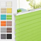 HOMEDEMO Plissee Klemmfix ohne Bohren 85x110cm Grün Faltrollo Plisseerollo Jalousie für Tür & Fenster Blickdicht Sichtschutz Sonnenschutz Rollo