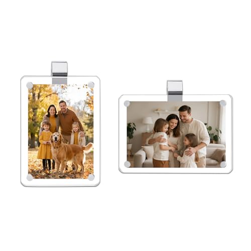 2 Pack Magnetic Car Visor Photo Holder – Personalized Acrylic Clip for Family, Pets, Travel Pictures – Easy Snap-On Car Accessory for Sun Visor (2 Pack)