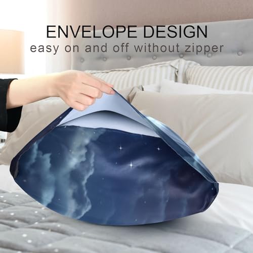 YETTASBIN Moon Cloud Satin Pillowcase, Soft Breathable Silk Pillow Case with Envelope Closure for Hair and Skin, Standard Size 26 x 20 Inch