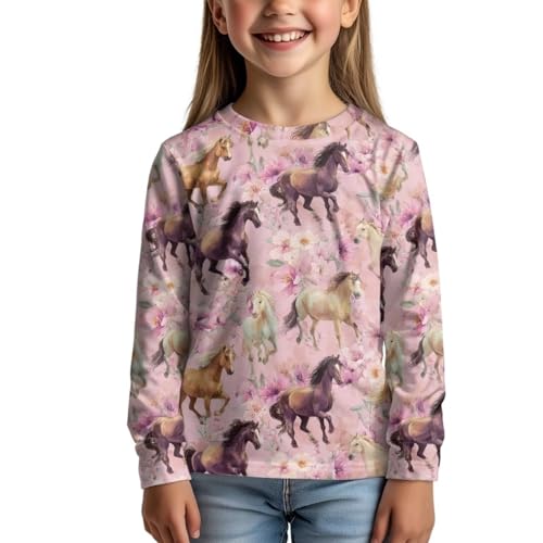 Image of WELLFLYHOM Long Sleeve T-Shirt for Boys Girls 3-16 Years Old Tee Tops Crewneck Pullover Shirts Fall Outfits