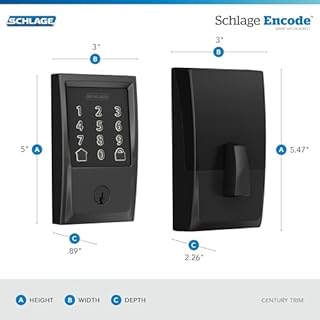 Schlage Encode Smart Wi-Fi Deadbolt Lock with Touchscreen Keypad, Keyless Front Door Entry, App Control, Alexa, Google Home and Airbnb Compatible, Matte Black, BE489WB CEN 622
