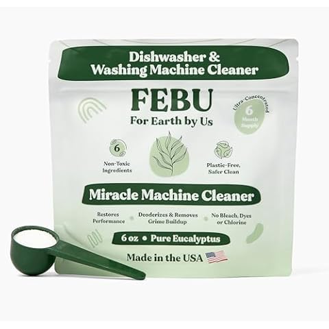 FEBU Multi-Use Machine Cleaner, Made in USA, 6 Oz | Natural Washing Machine & Dishwasher Cleaner, Descaler & Deodorizer | Removes Rust & Grime | Plant-Based, Human Safe Ingredients, Pure Eucalyptus Cover