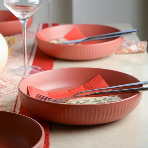 Image of Stone Lain Logan Stoneware Pasta Bowl Set of 4, Terracotta