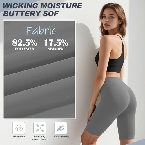 Coume 5 Pack Biker Shorts for Women 8 Inch High Waisted Tummy Control Spandex Yoga Workout Shorts Running Athletic Gym4