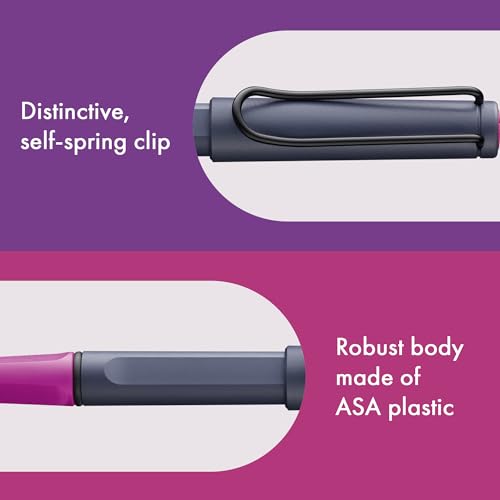 Image of Lamy safari pink cliff - Rollerball Pen with ergonomic grip & line width M - for pleasant long writing - made of robust ASA plastic - including rollerball refill M 63 in black