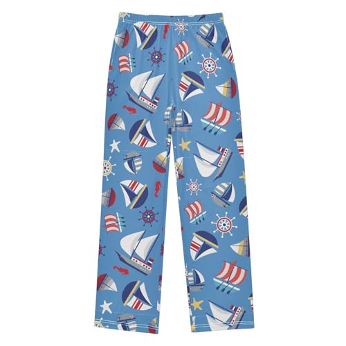 Boys' Pants Sailboat Ship Anchor Wheel Long Bottoms Jogger Pants Elastic Waist Trousers with Pockets S-XL