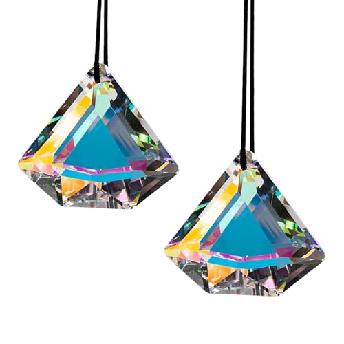 Cristalli da appendere, 2 pezzi Acchiappasole in cristallo arcobaleno, 4,8 cm, cristallo acchiappasole prismi, cristallo Suncatcher per lampadari pendenti, finestre ornamento artigianato