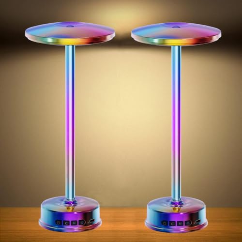 ZNOFAN Cordless Table Lamp Rechargeable,Battery Powered Table Light,3 Color Stepless Dimming Portable LED Desk Lamp for Restaurant/Outdoor