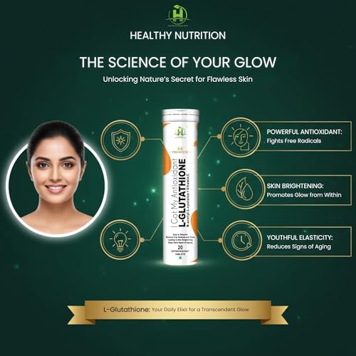 Image of Healthy Nutrition L-Glutathione 600mg with Vitamin C Effervescent Tablets | Antioxidant Support for Skin Brightness & Wellness | Supports Even-Looking Skin & Daily Detox Support | For Men & Women | 20 Tablets