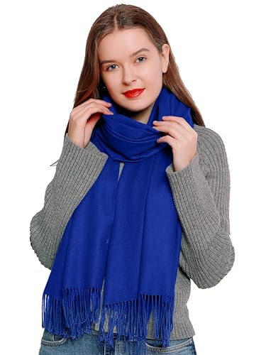 DonDon Schal Damen Winter Wollschal Winterschal warm weich 185 x 65 cm blau