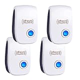 Repelente Ultrasónico de Plagas, 4 Pack Electrónico Repelente Mosquitos Control de Plagas, Repelente Ultrasónico Mosquitos para Anti Mosquitos, Moscas, Ratones, Cucarachas, Arañas, Roedores