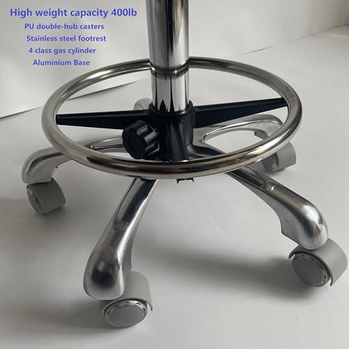 Image of 16''Wide seat Upgrade,4''Thick,Medical-Grade Leather,Heavy Duty Rolling Stool With Wheels 500lb Capacity, Upgrade Oversized Height Adjust Ring Easy to Reach ,For lab Doctor Massage Medical