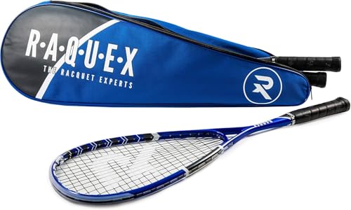 Raquex Badmintontasche für 3 Schläger – Badmintonschlägertasche oder Squashschlägertasche, Verstellbarer Schulterriemen – Sport-Schlägertasche (Doppel-/Dreifachtasche) (Blau)