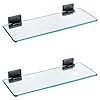 KOKOSIRI Floating Bathroom Glass Shelf Wall Mounted Shelves Kitchen Storage 12 x 56 Tempered Glass Oil Rubbed Bronze Stainless Steel 2 Pack B1106ORB L12 P2