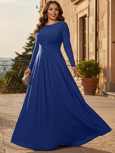 Image of KOH KOH Womens Long Sleeve Flowy Empire Waist Fall Winter Maxi Dress Gown
