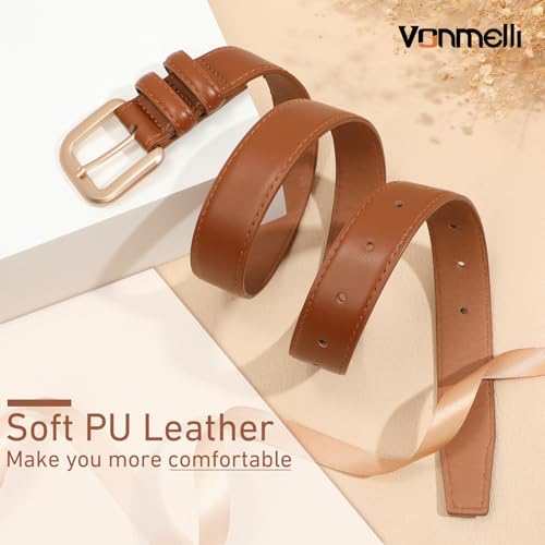 VONMELLI Leather Belts for Women Fashion Wasit Ladies Belt for Jeans Pants Dresses with Pin Buckle2