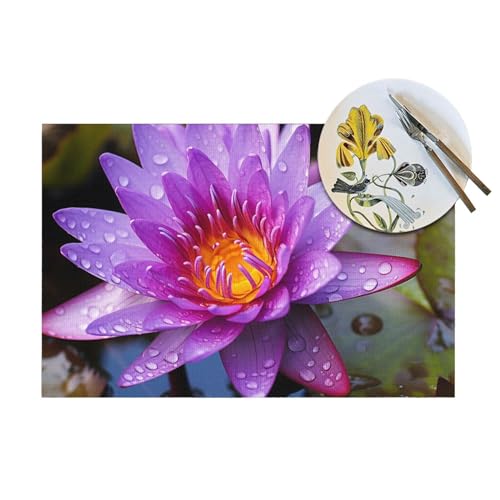 Sets de table antidérapants nénuphar violet pour protéger la cuisine