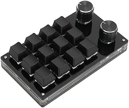 Cryfokt One Handed Programmable Mechanical Keyboard, 12 Keys Programmable Macro Keyboard with Knob Plug and Play Multifunctional Mechanical Gaming Keypad Function Keypad for