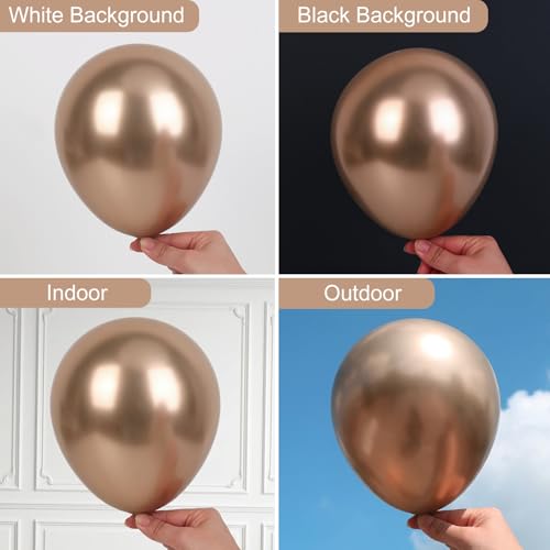 Image of RUBFAC 135pcs Chrome Gold Balloons Different Sizes Pack of 18 12 10 5 Inch, Latex Metallic Gold Balloon Garland Arch Kit for Graduation Wedding Happy Birthday Party Decoration